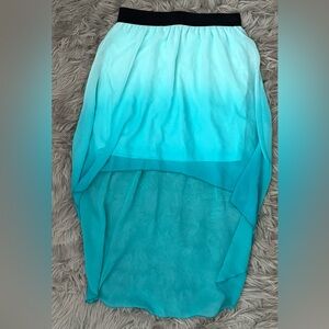 Forever 21 Turquoise Ombré High Low Skirt